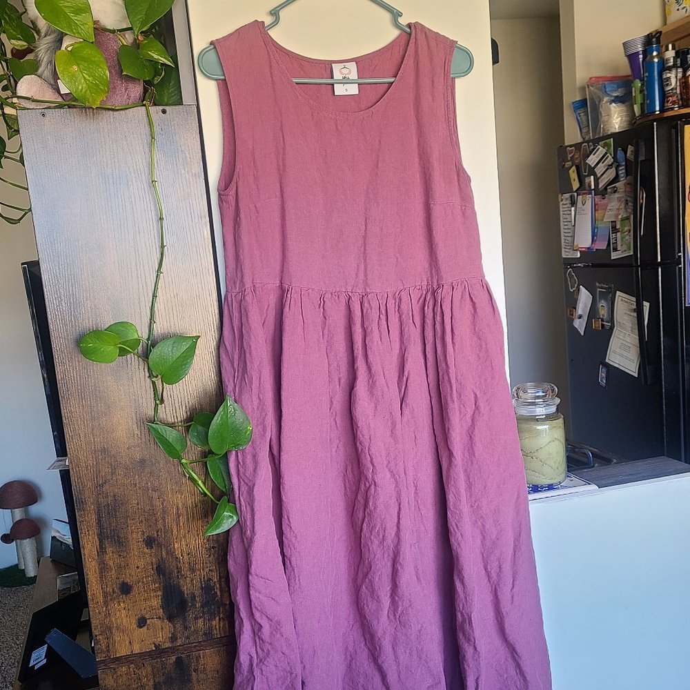 COPY - Son de Flor Smock Dress, Sleeveless, Linen, Purple